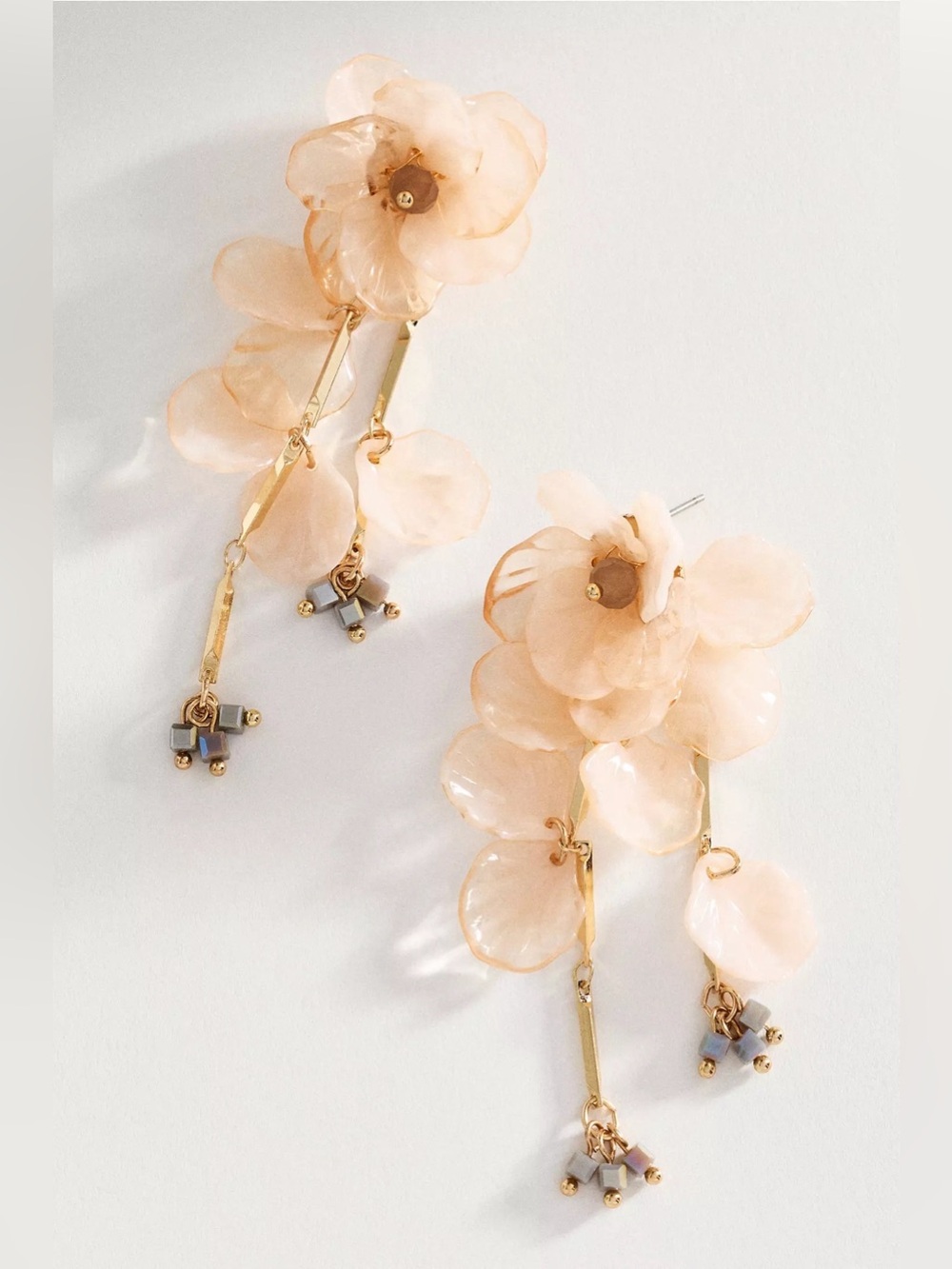 Rare! NWT Anthropologie Floral Drop Earrings Peach
